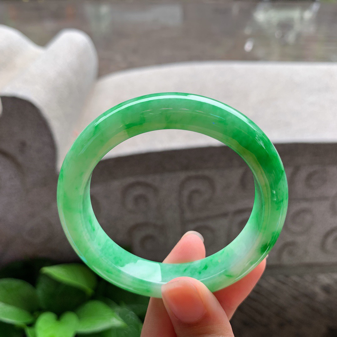 小圈口53.6-11.7-8.8 【满绿正圈手镯】正圈53 54可戴