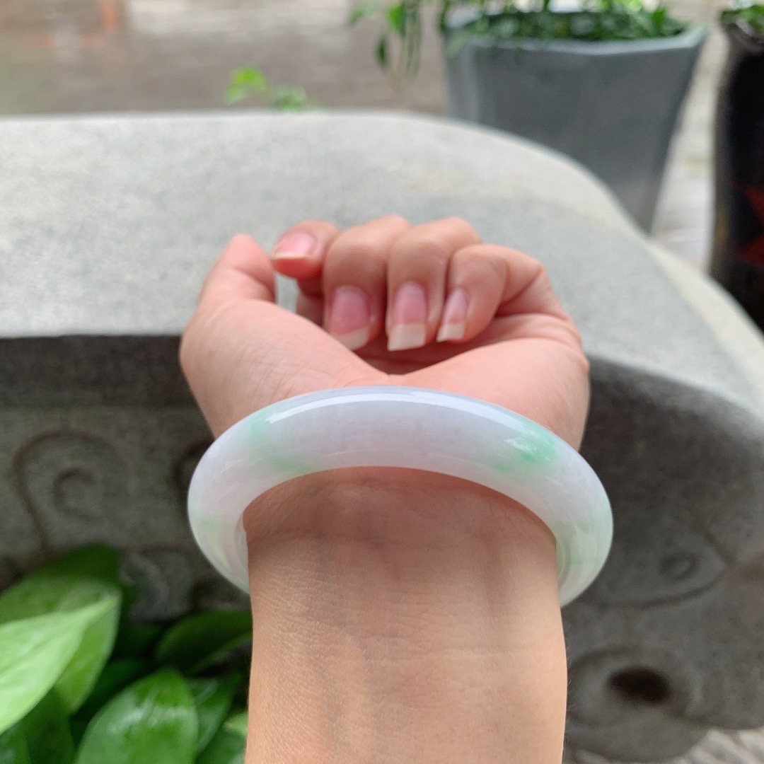 圈口56.5-11.9-9.4【白底青正圈手镯】正圈56 57可戴