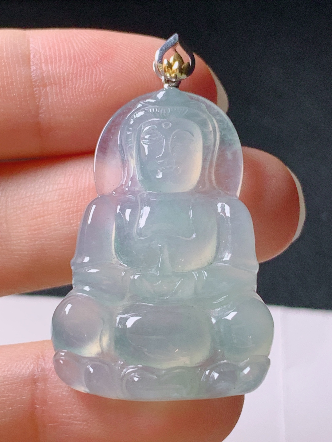 ️ 小观音吊坠，无裂，冰透水润，裸石35.1-23.7-4.840.5