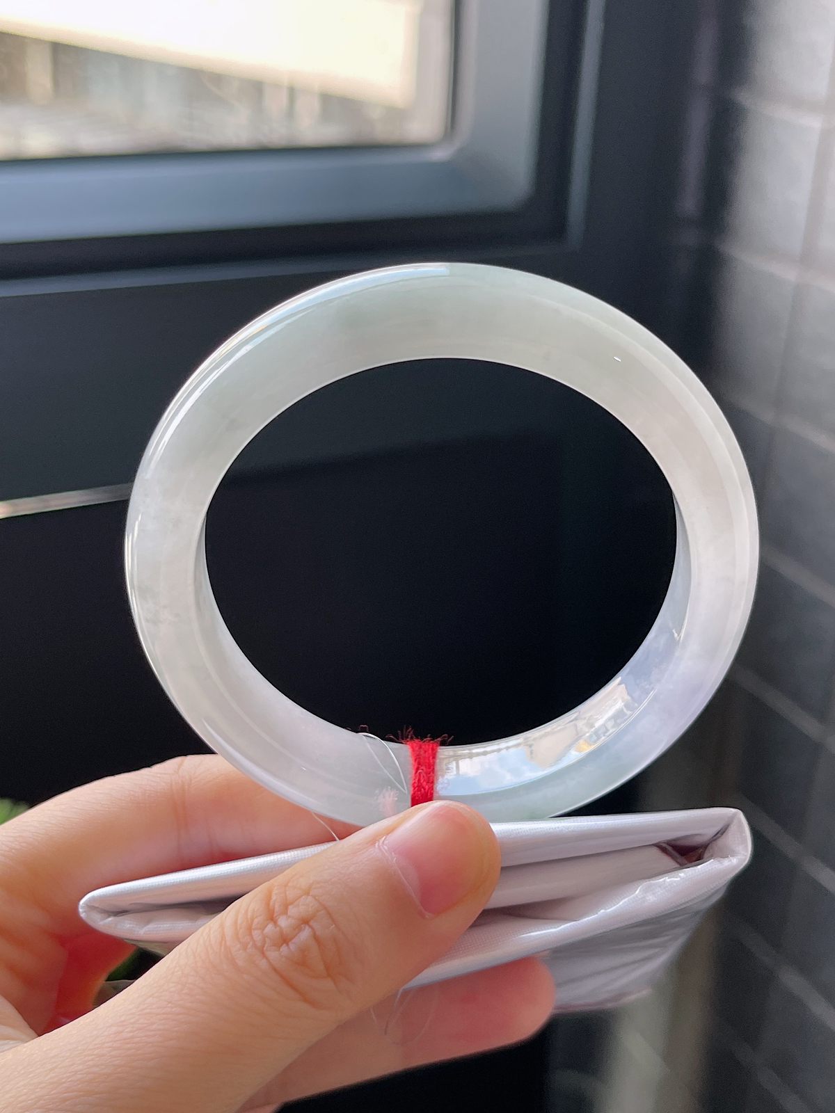 正圈55.2圈口，翡翠冰糯种春带彩手镯