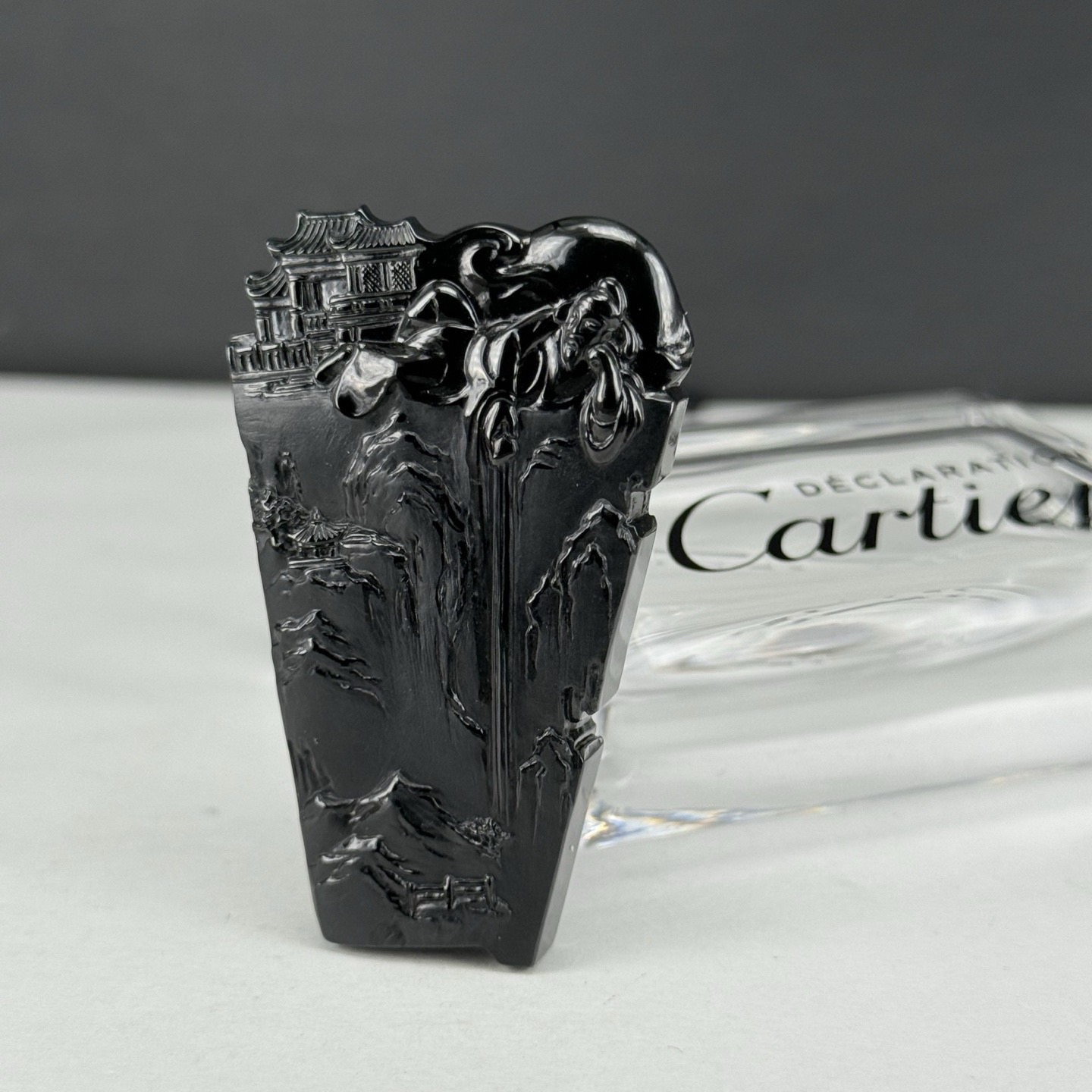 精品墨翠山水牌 种好色正 黑度极好 打灯通透 油性十足  尺寸54.7