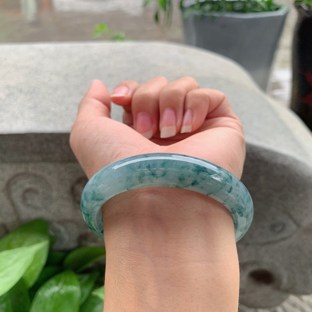 圈口55.5-12.7-8.3 【冰紫飘花正圈手镯】正圈55 56可戴