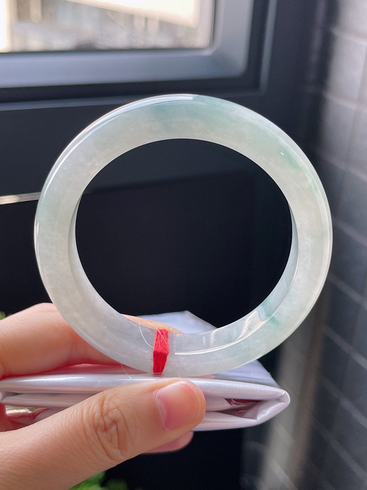 正圈57.8圈口，翡翠冰糯种飘花手镯