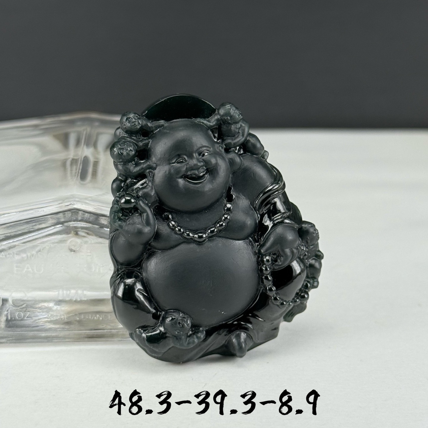 精品墨翠送子佛 种好色正 打灯通透 油性十足  尺寸48.3