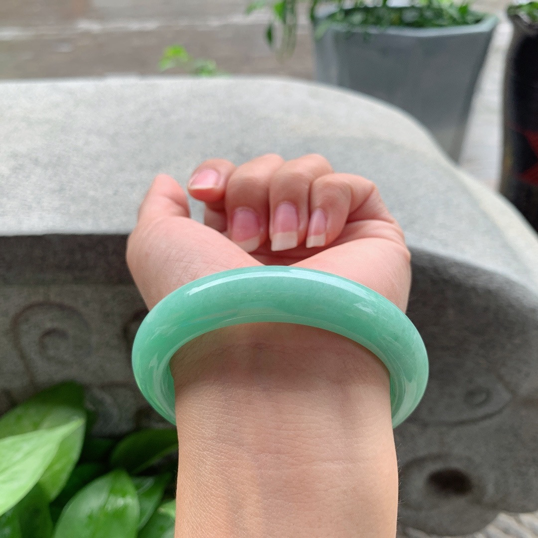 圈口57.8-12.6-9.2【满绿正圈手镯】正圈57 58可戴