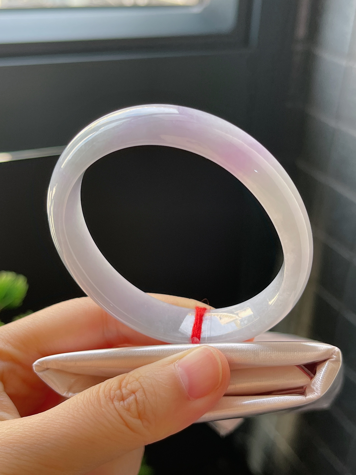 贵妃镯54.2圈口，翡翠糯化种紫罗兰手镯