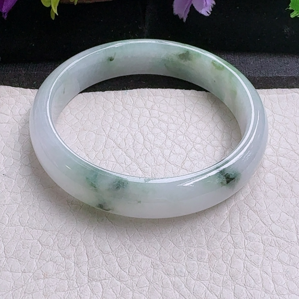 xx实拍54*12.5*6.6平安镯 缅甸翡翠a货手镯飘花正圈玉镯子