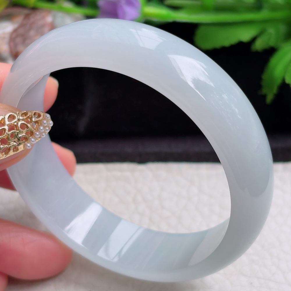 ee实拍56*15.5*6.6轮胎镯 缅甸翡翠a货手镯飘冰润正圈玉镯子