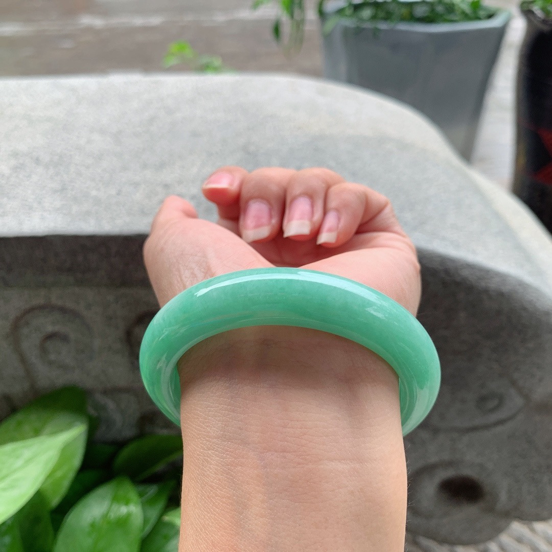 圈口57.8-12.6-9.2【满绿正圈手镯】正圈57 58可戴