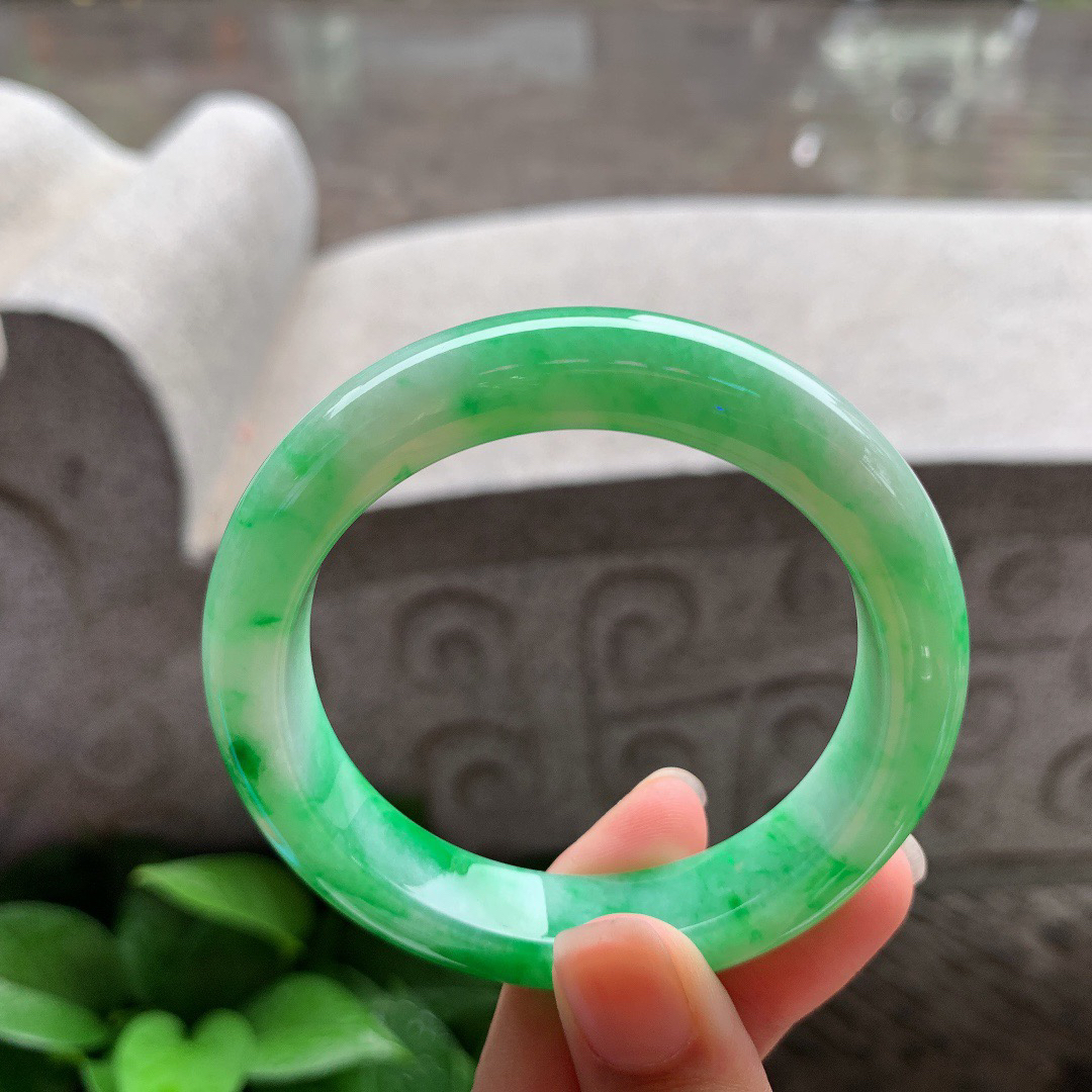 小圈口53.6-11.7-8.8 【满绿正圈手镯】正圈53 54可戴