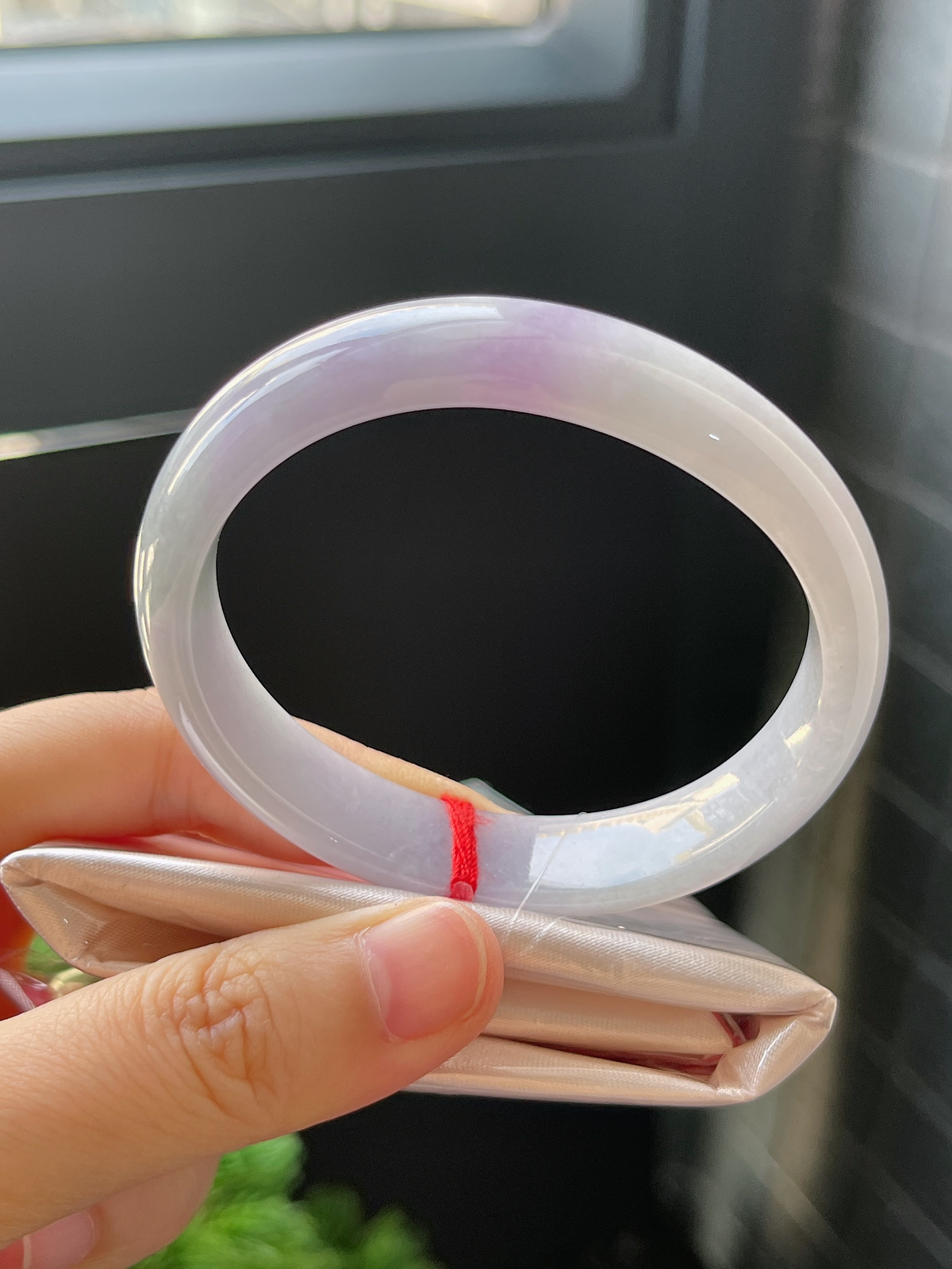 贵妃镯54.2圈口，翡翠糯化种紫罗兰手镯