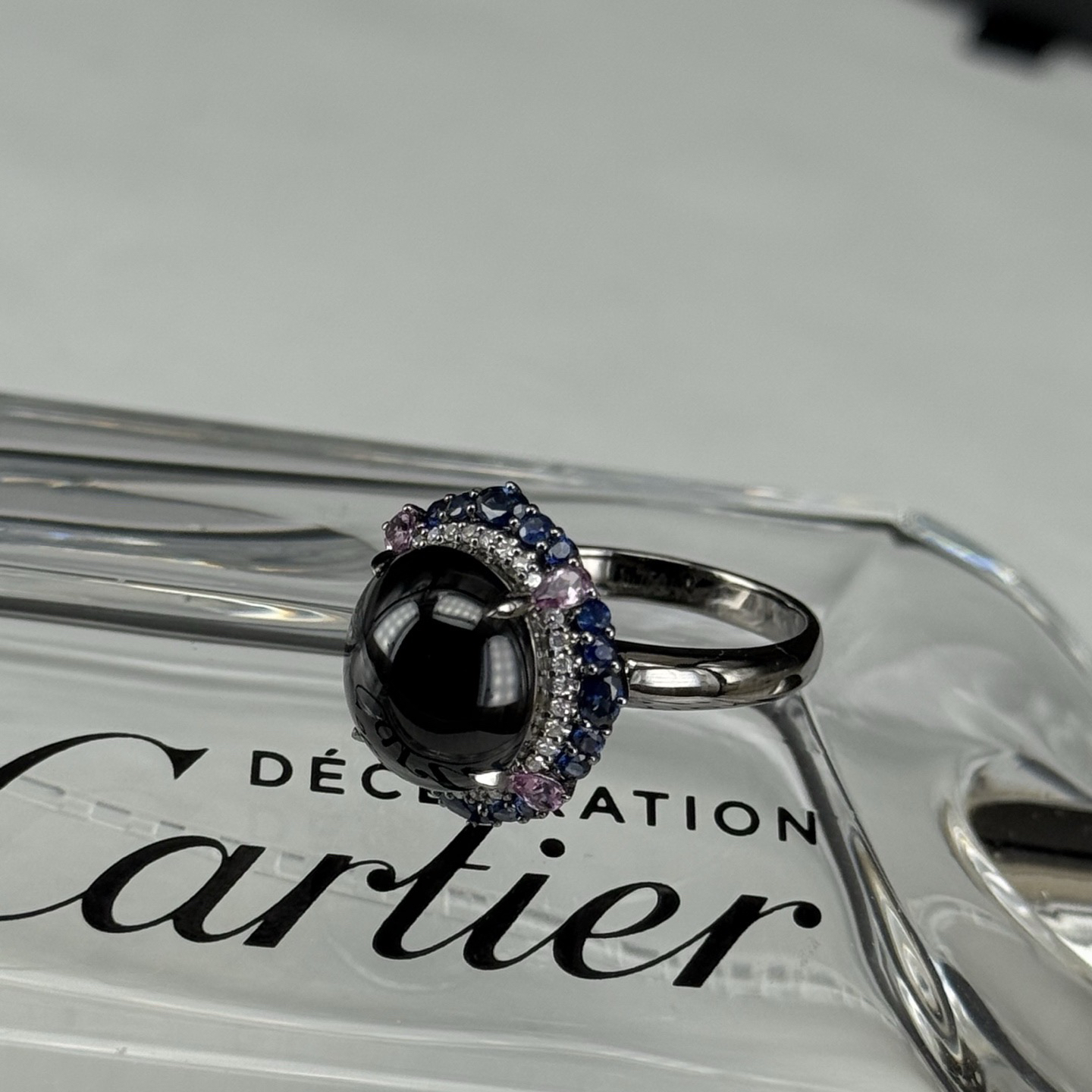 精品18k墨翠女戒 种好色正 黑度极好 打灯通透 油性十足 尺寸11.9