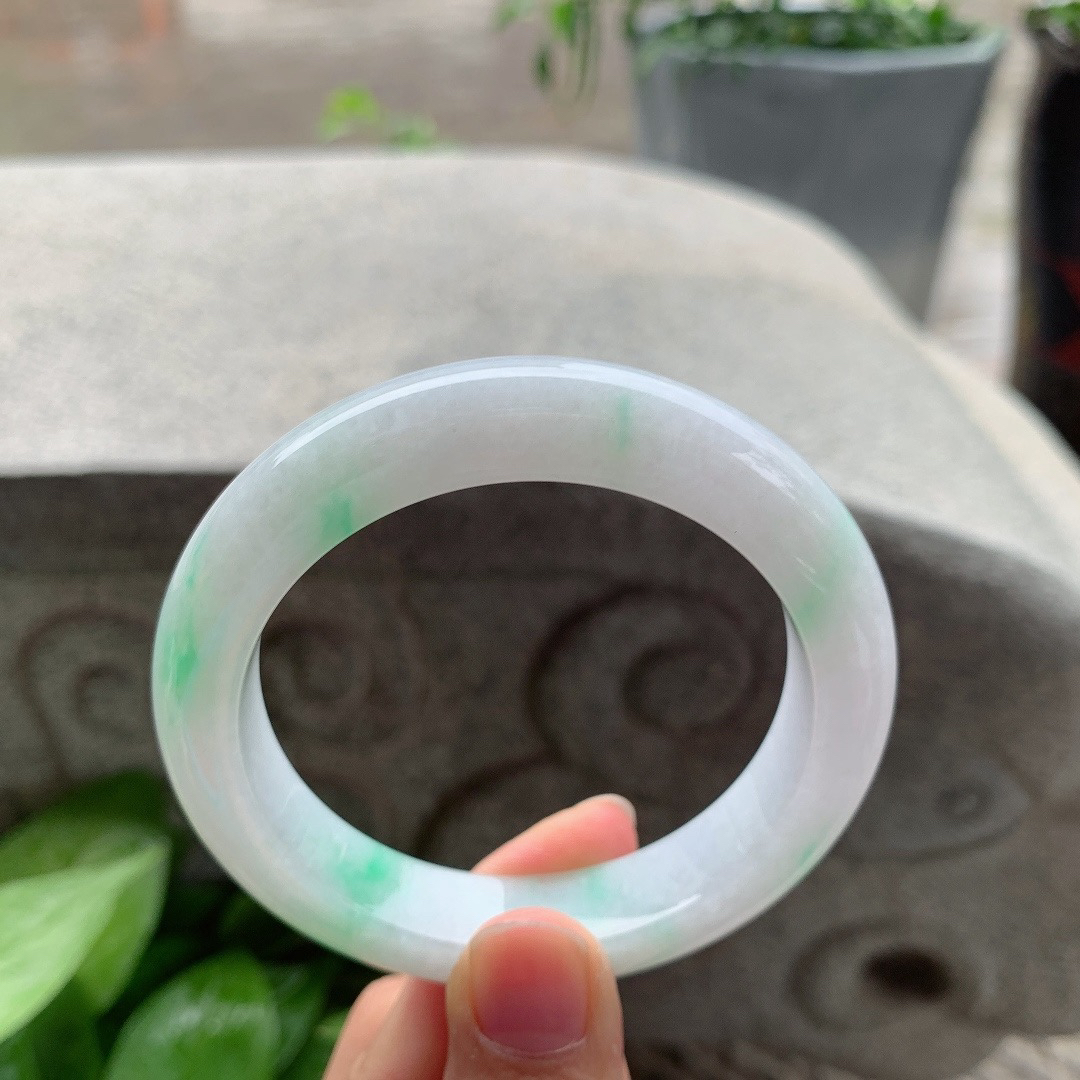 圈口56.5-11.9-9.4【白底青正圈手镯】正圈56 57可戴