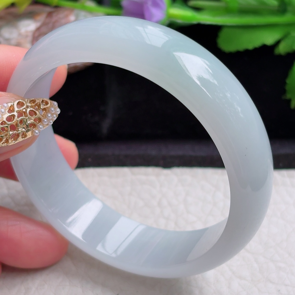 ee实拍56*15.5*6.6轮胎镯 缅甸翡翠a货手镯飘冰润正圈玉镯子