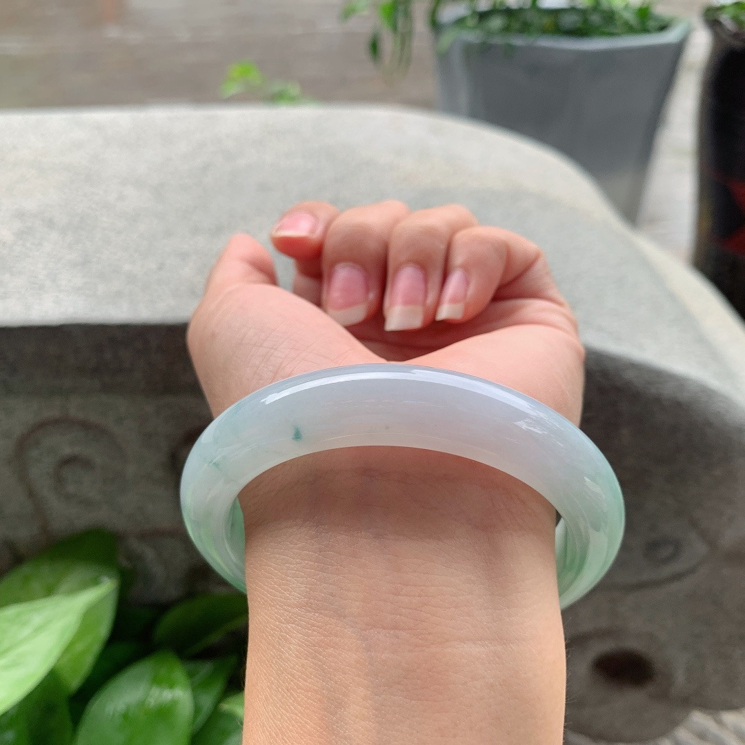 大圈口 61.5-12.6-9.3【飘绿正圈手镯】正圈61 62可戴