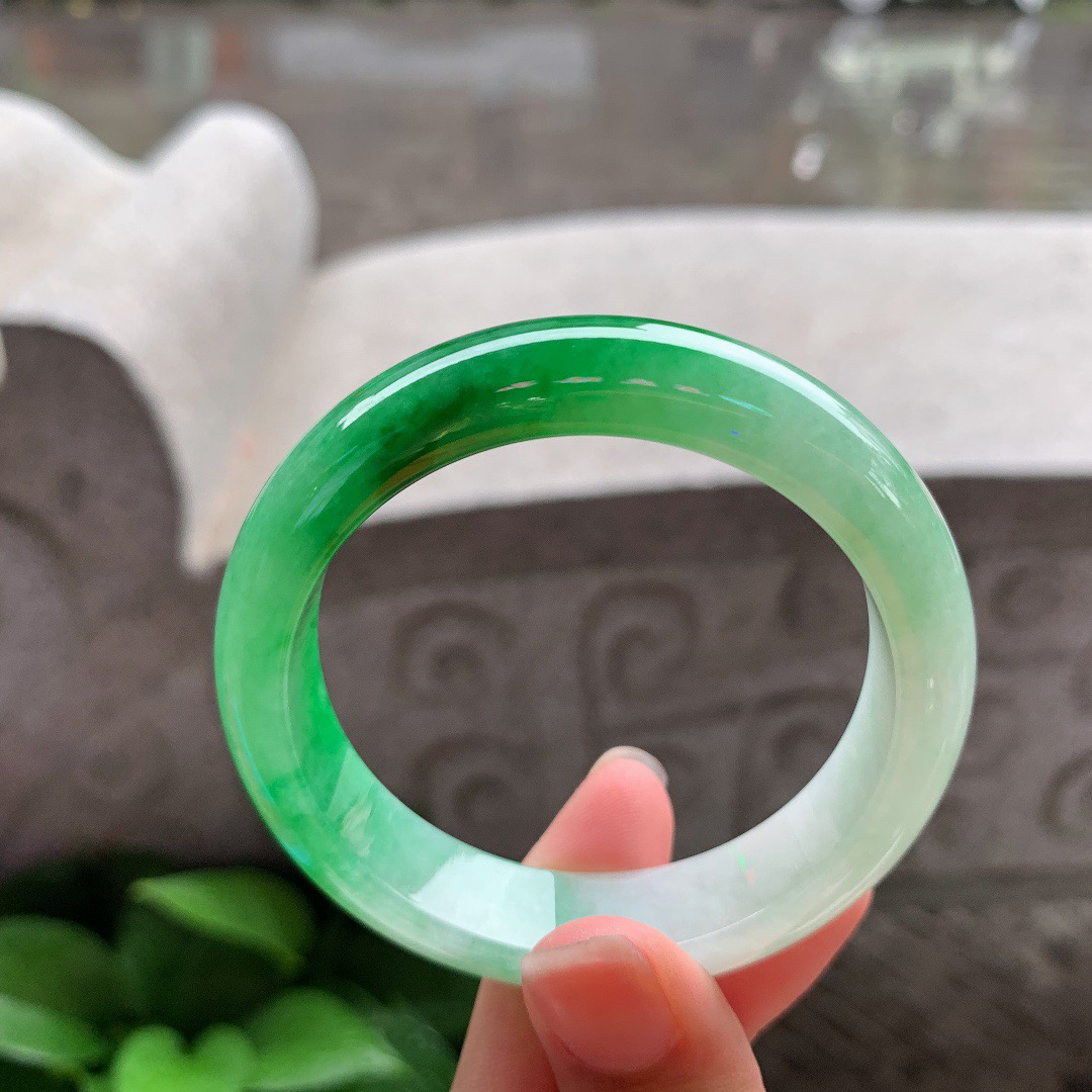 小圈口 51.2-12.7-7.6【辣绿正圈手镯】正圈51 52可戴