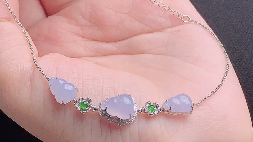 ️天然翡翠 冰种葫芦手链，，18k金镶嵌，重金，10.2/8.3/4.2