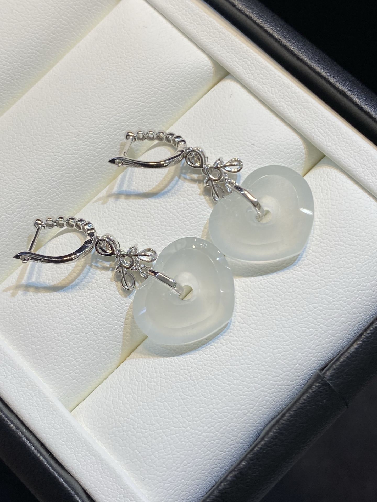 冰玻 桃心 爱心 耳坠 耳环 18k金尺寸35.8/17.2/4.5