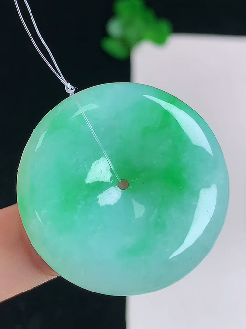 飘绿平安扣，无裂，尺寸32/5.4，№:y2772  20