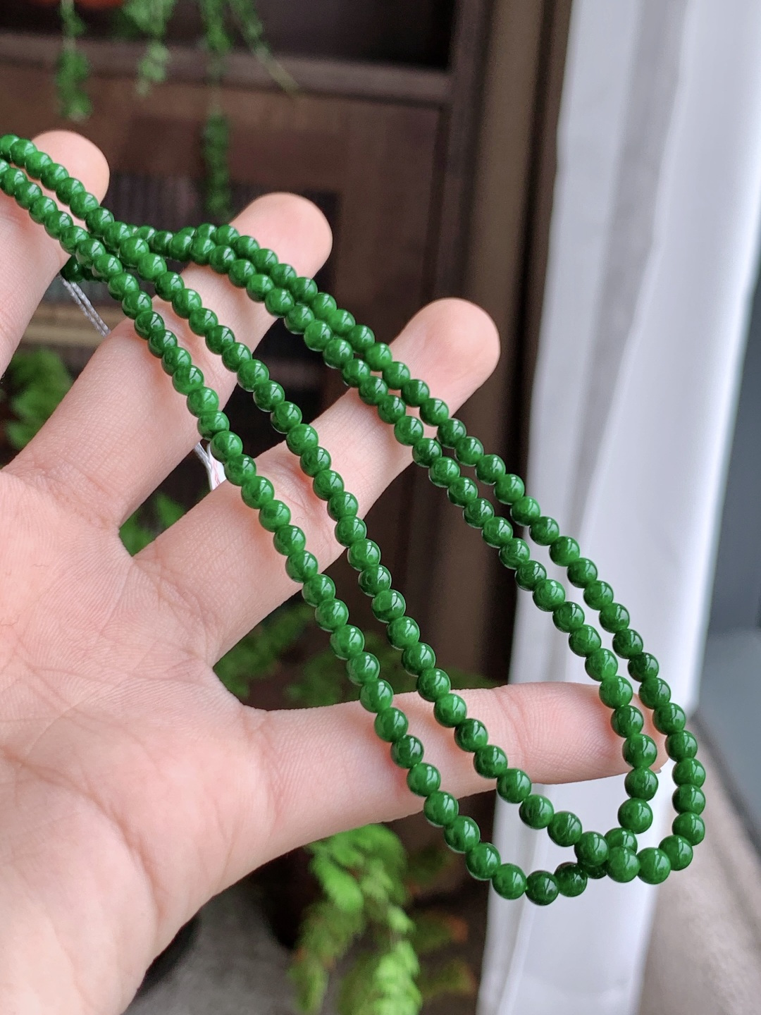 冰辣阳绿珠链圆珠子珠链，性比高，3.6mm，29cm，16.4克