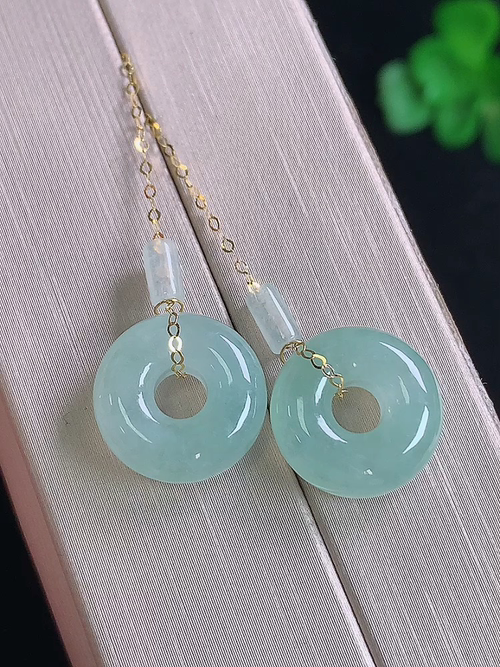  ，18k金镶冰耳坠，无裂，尺寸13.3/5，№;y2700   24