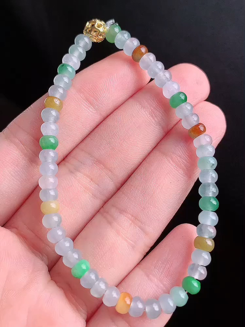 ️，天然翡翠 冰种起胶多彩手串，，4.8/2.5