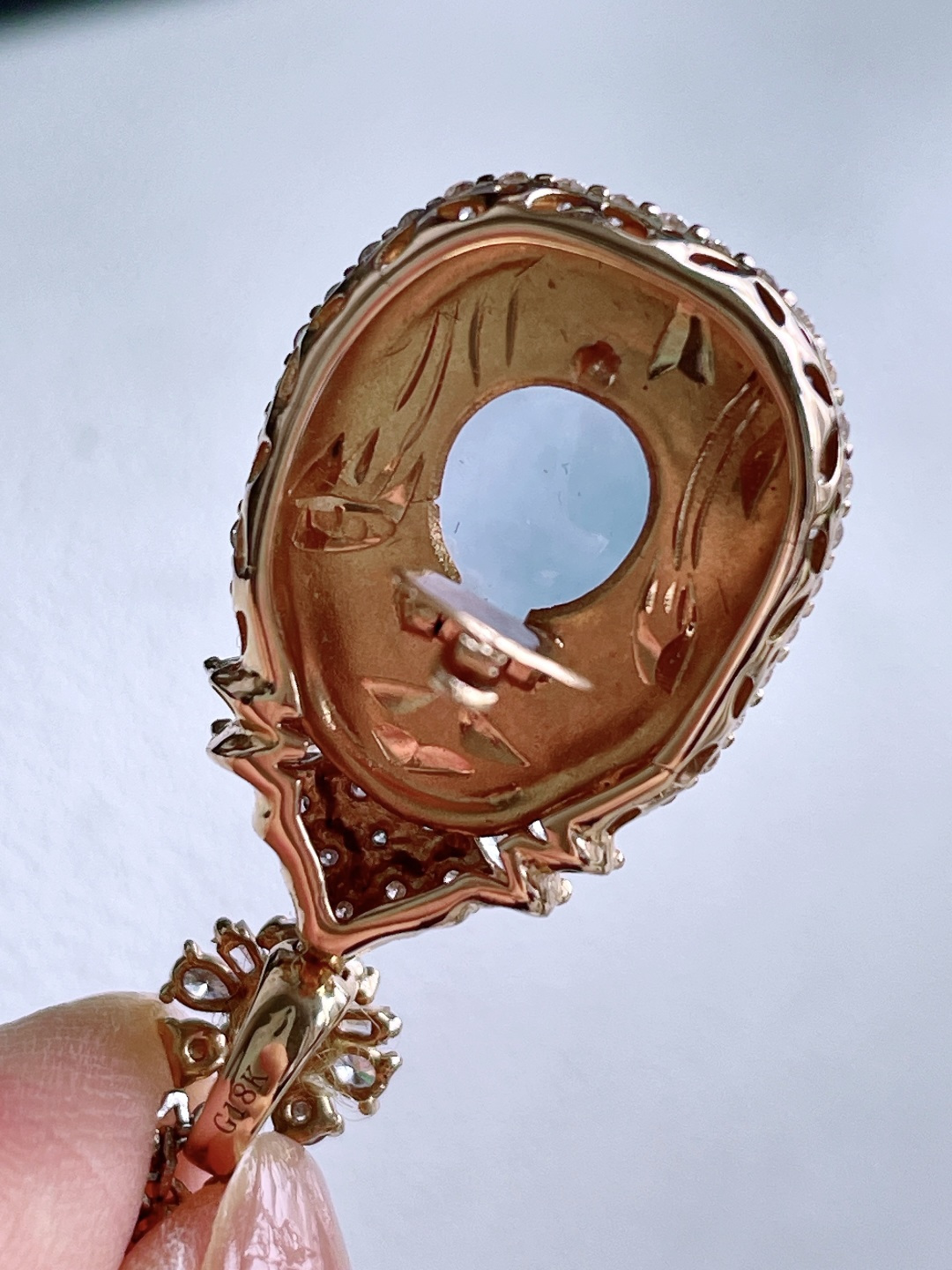 【镶嵌】高冰貔貅吊坠，【说明】缅甸 18k金镶嵌 无裂 性比高，【整体】30/15.7/12，【裸石】16.5/12/5.6，【重量】7.2克