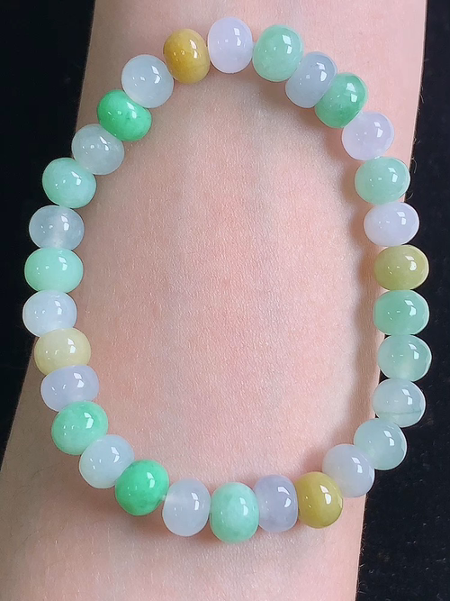  ，冰三彩算盘珠手链，，尺寸7.3/5.3，№;y270488 25