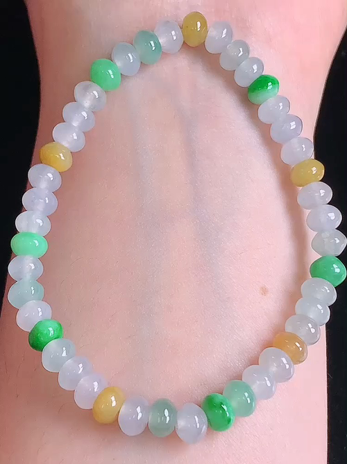  ，黄加绿算盘珠手链，，尺寸6/4.3，№;y2618 24