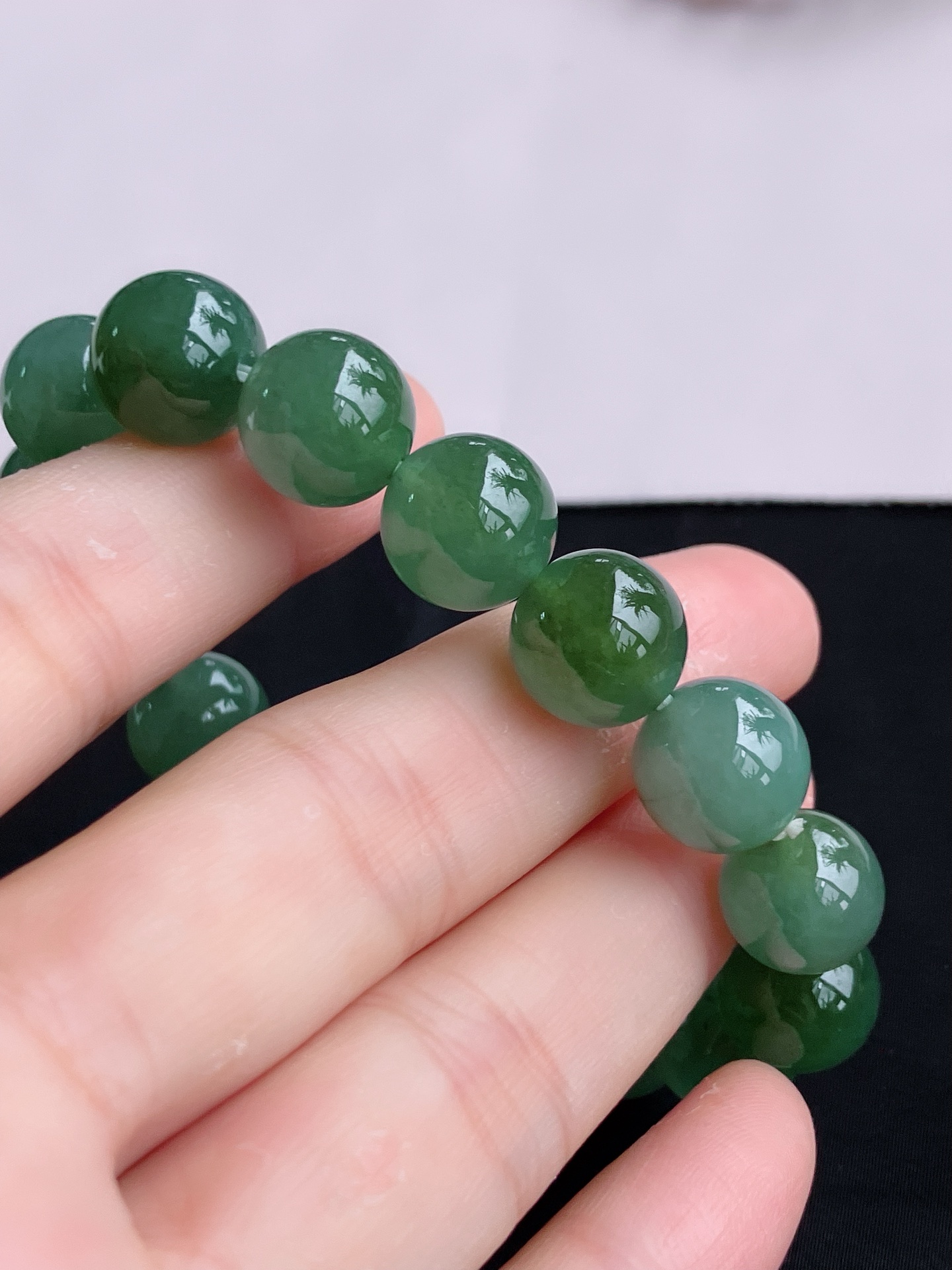 ️，油绿手串，晶莹剔透，尺寸12.3，自然光实拍