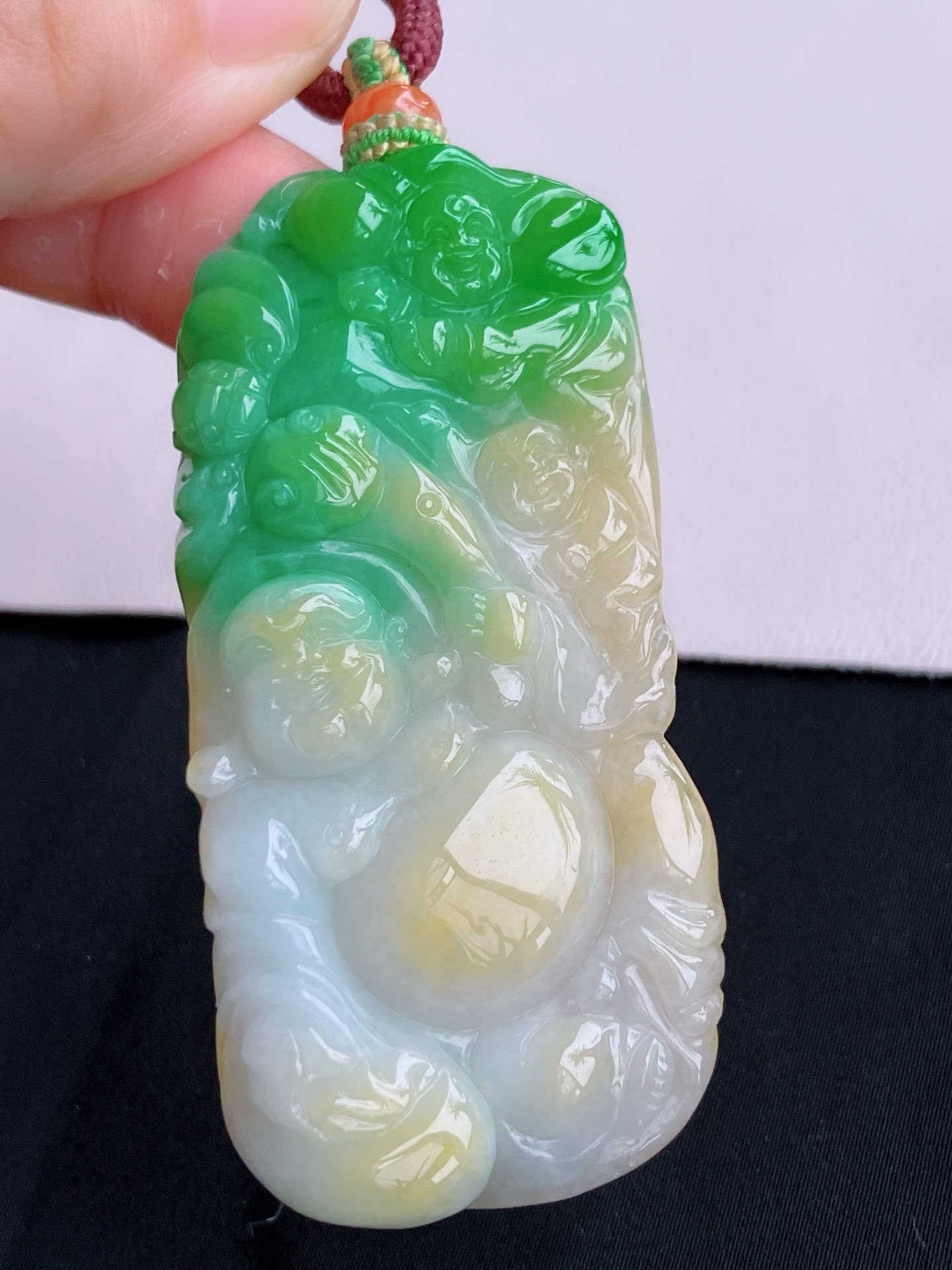 ️三彩布袋佛，特色，尺寸65.5/32/10，自然光实拍