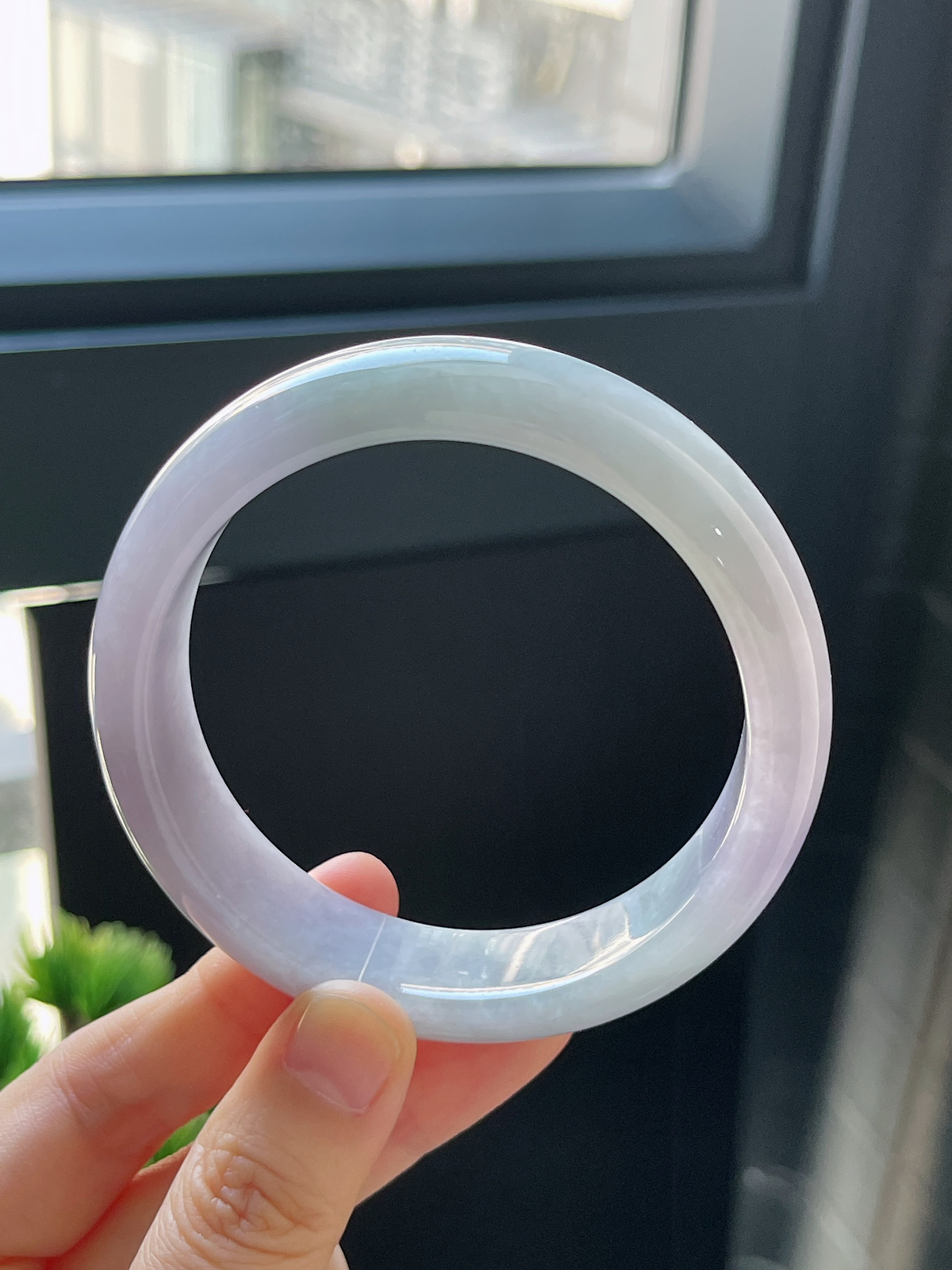 正圈58.8圈口，翡翠糯化种紫色手镯