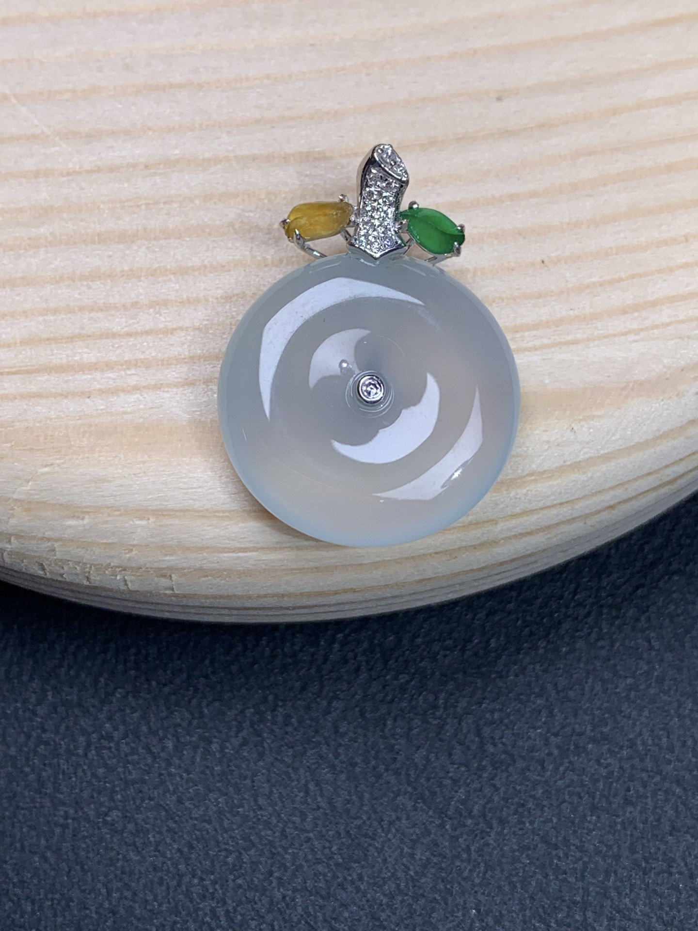 18k金镶嵌冰起光平安扣吊坠22.5/17/4.6