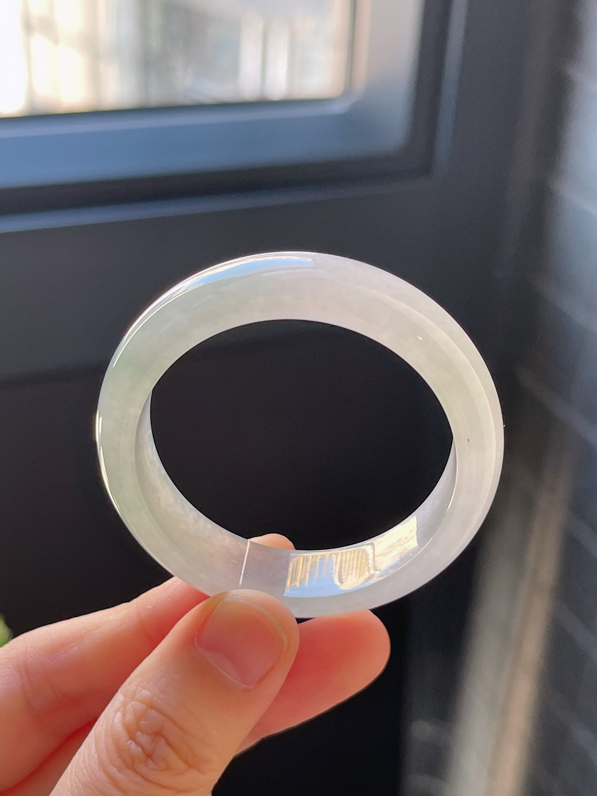 正圈40.3圈口，翡翠冰糯种淡绿童镯