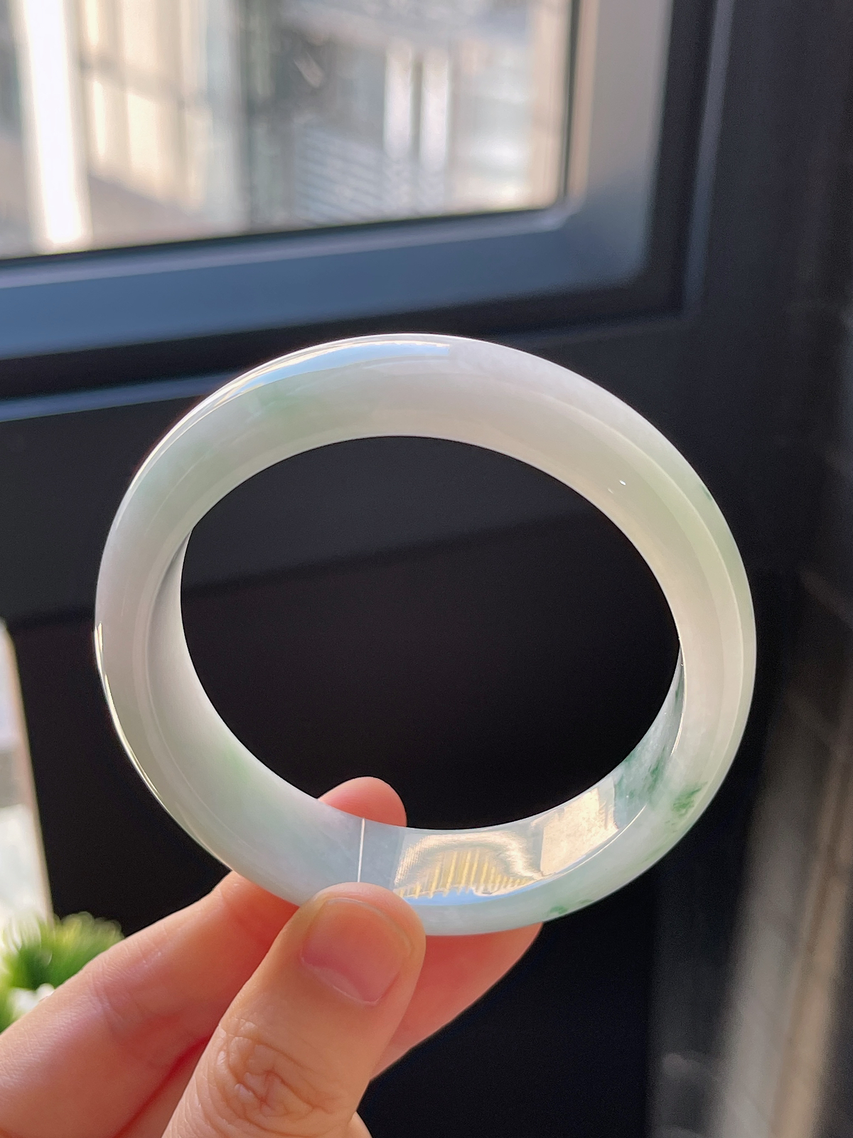 正圈55.4圈口，翡翠糯化种飘花手镯