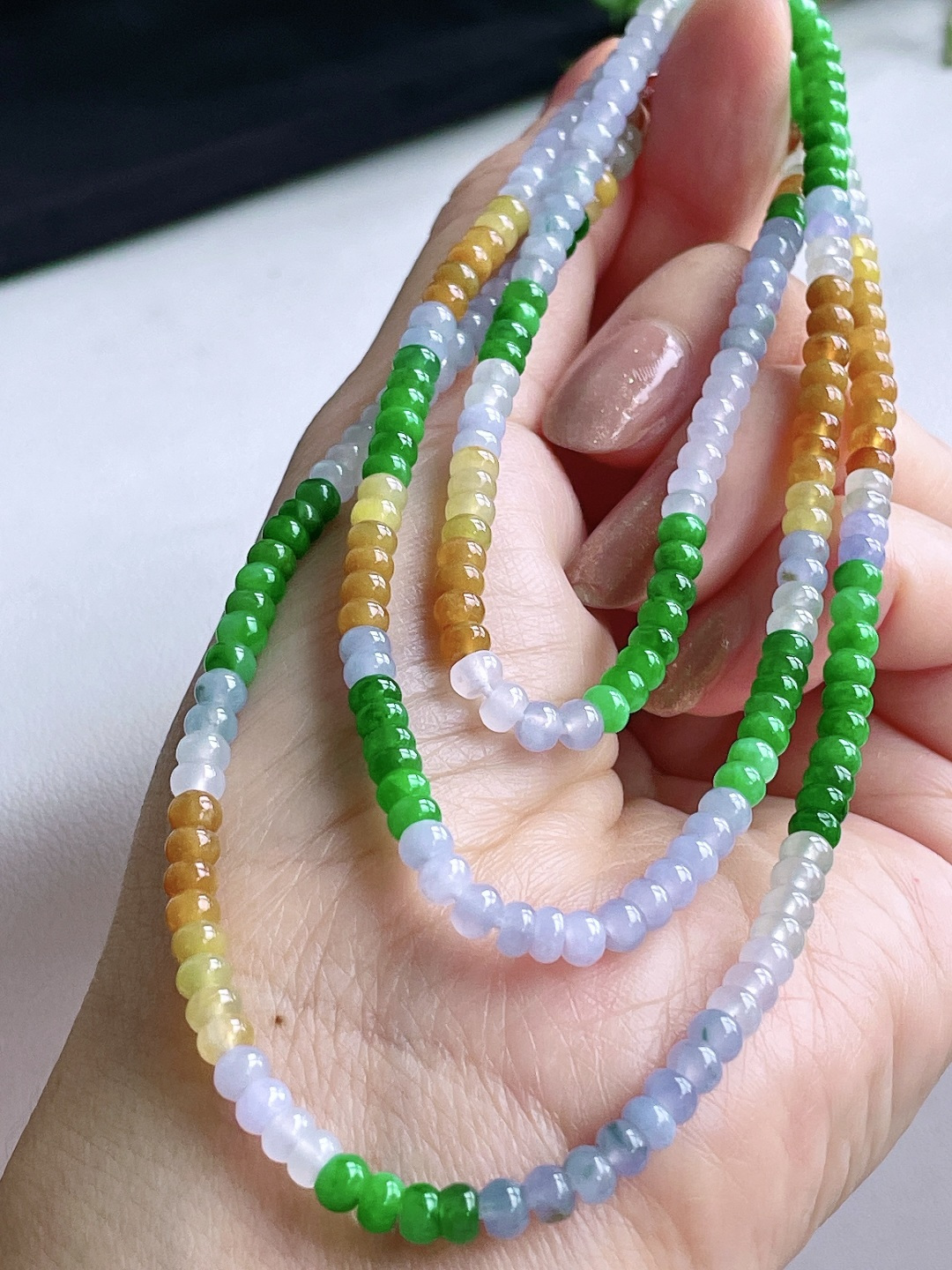 珠子，冰多宝珠链圆珠珠子算盘珠珠链，缅料，性比高，尺寸4.1-2.8mm，35cm，26克