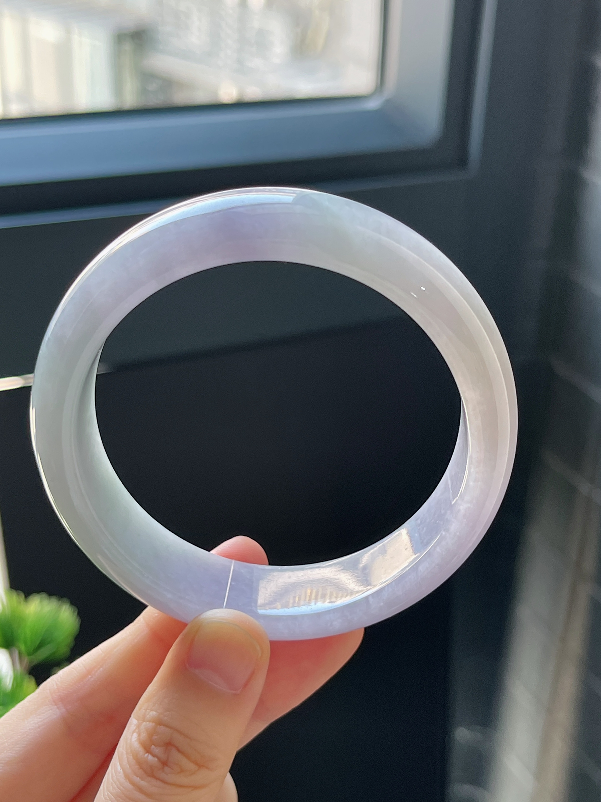 正圈58.8圈口，翡翠糯化种紫色手镯