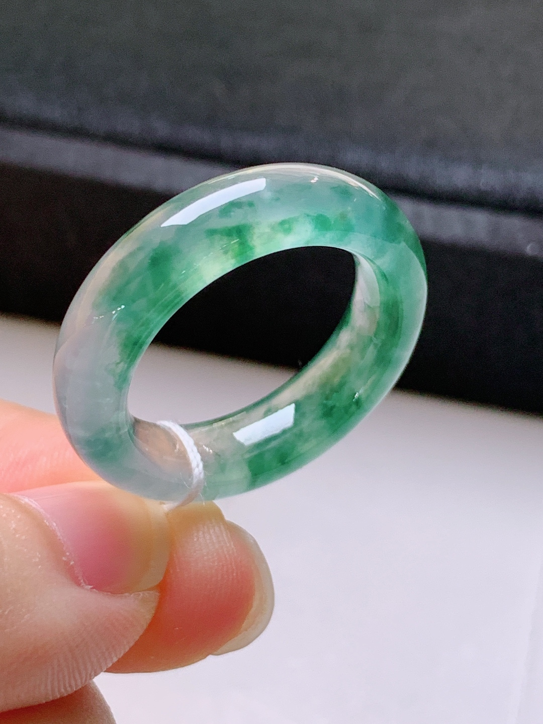 ️ 冰种飘花指环，无裂冰透水润，飘花灵动，裸石26.8/6.3/4.4，圈口17