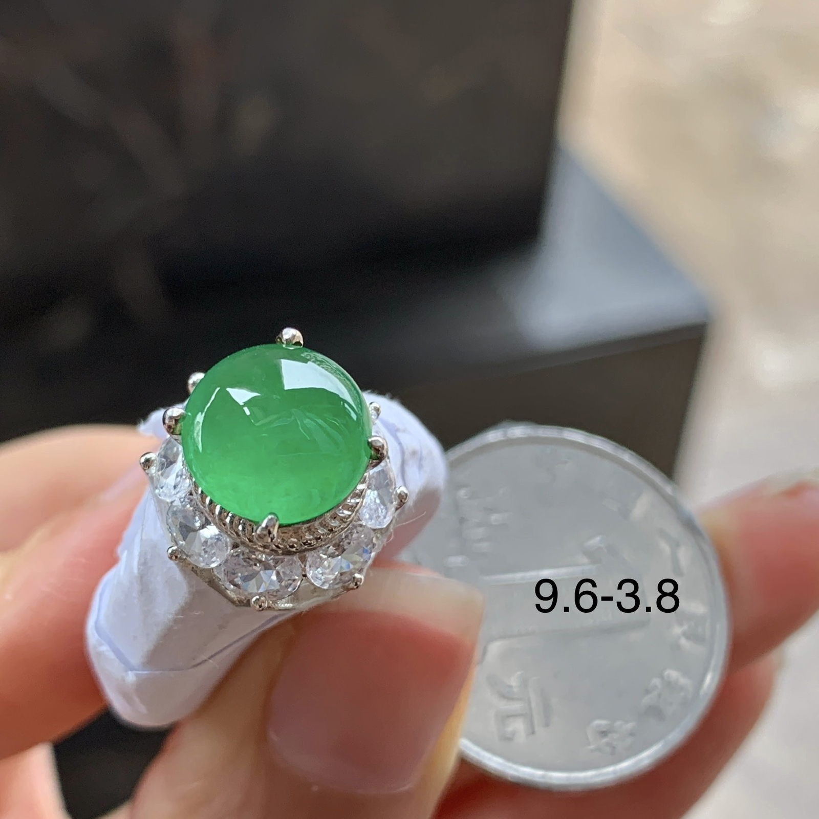 冰绿戒面^_^透亮 铜托