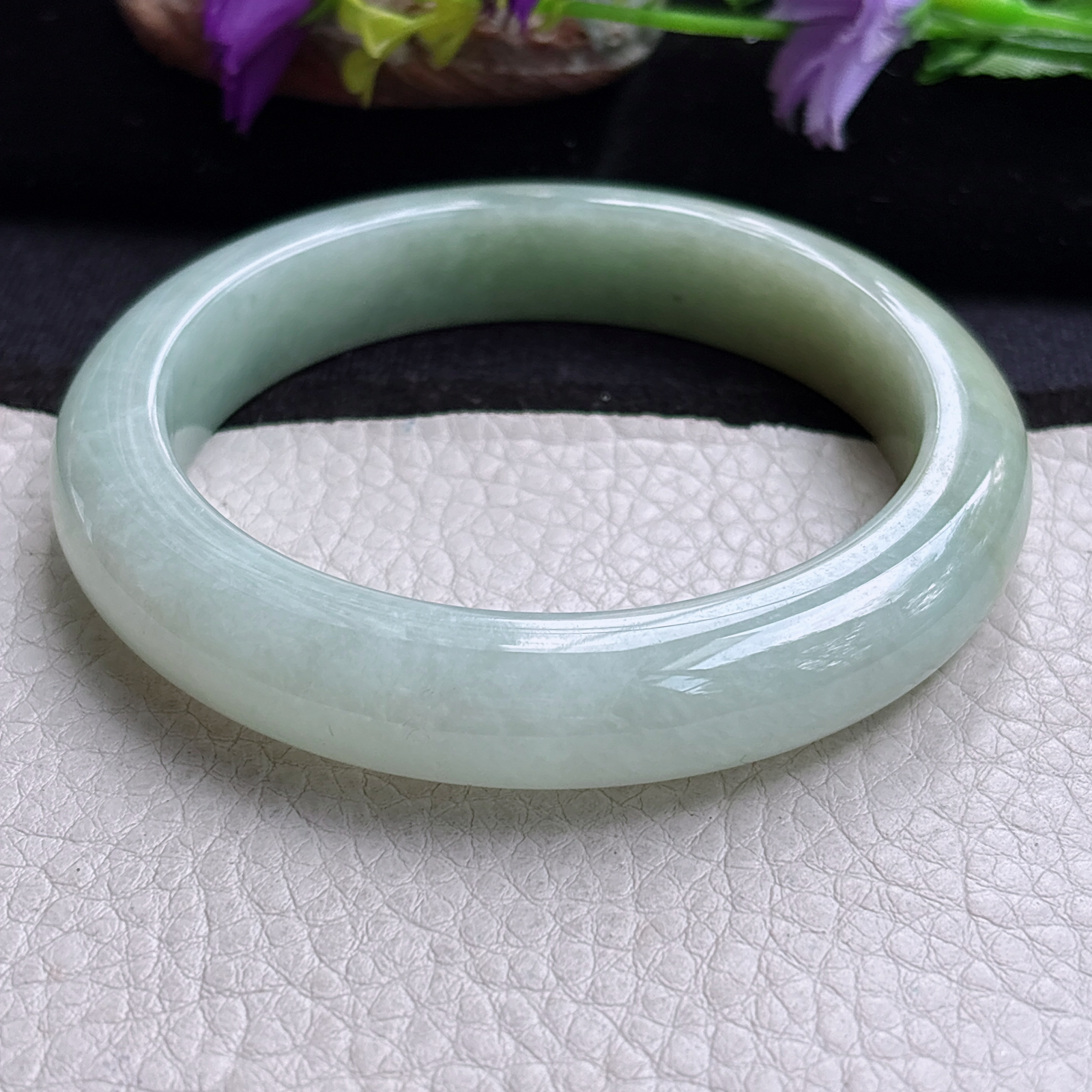 ss大圈口61.5*12.8*9.3招财镯 缅甸翡翠a货手镯双彩正圈玉镯子