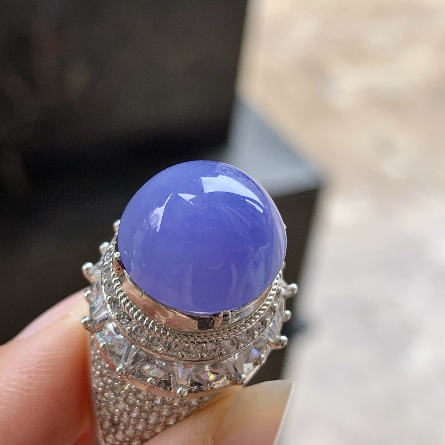 紫罗兰戒面^_^颜色鲜艳 饱满  铜托