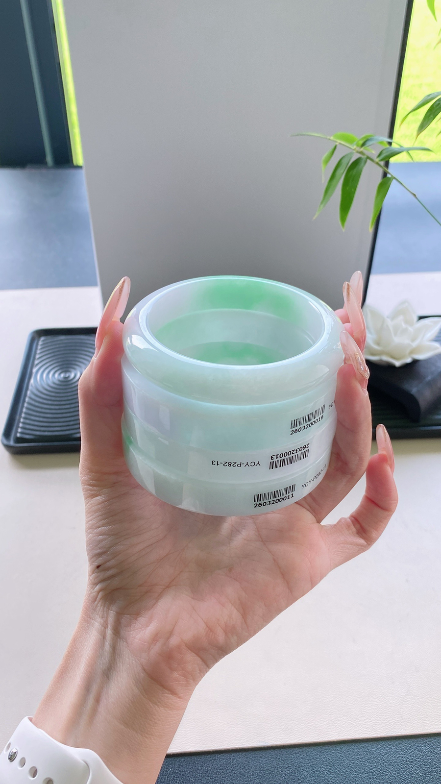 【白底青手镯胚】