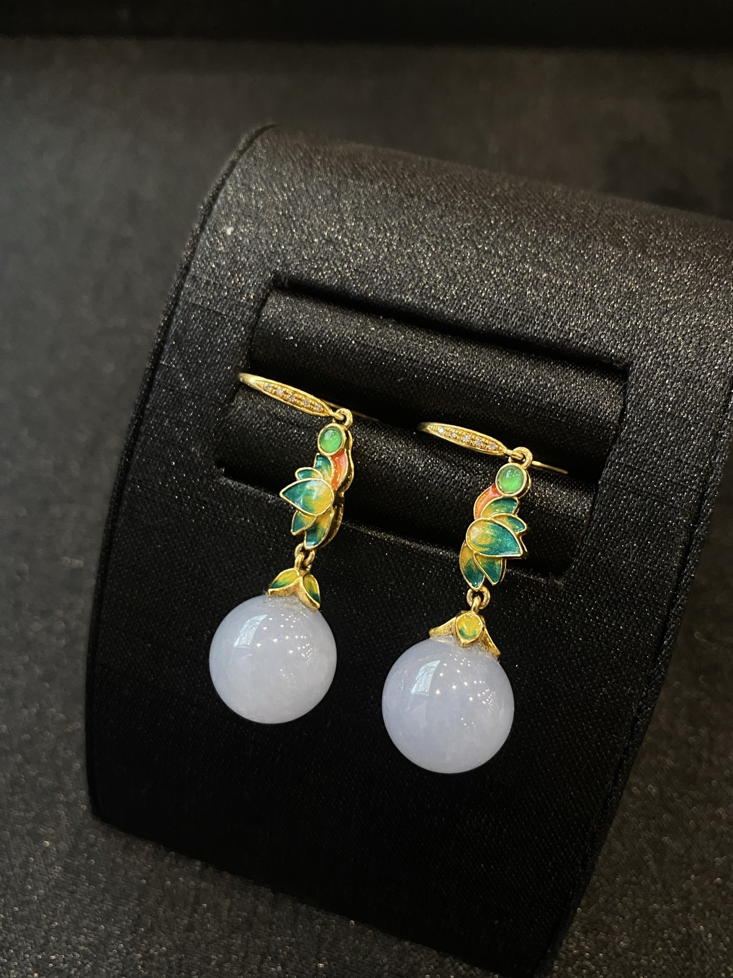 20260428（四）,18K淡紫罗兰珠子耳坠,整体43.4/12.4