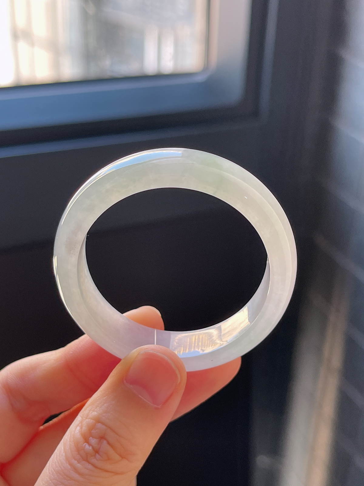 正圈40.3圈口，翡翠冰糯种淡绿童镯