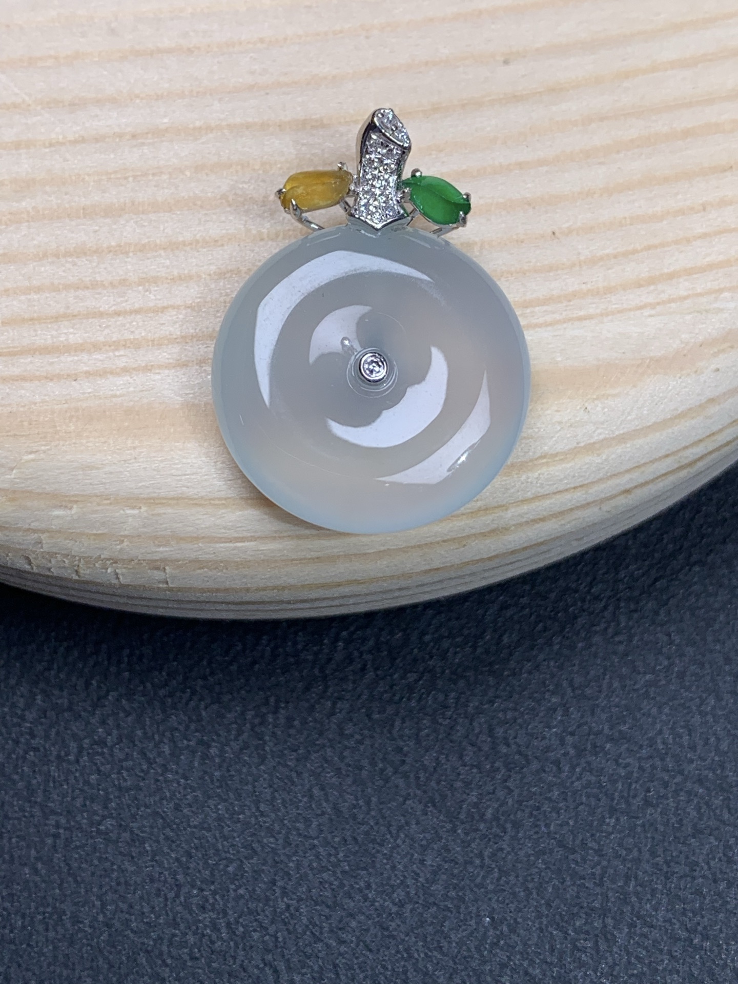 18k金镶嵌冰起光平安扣吊坠22.5/17/4.6