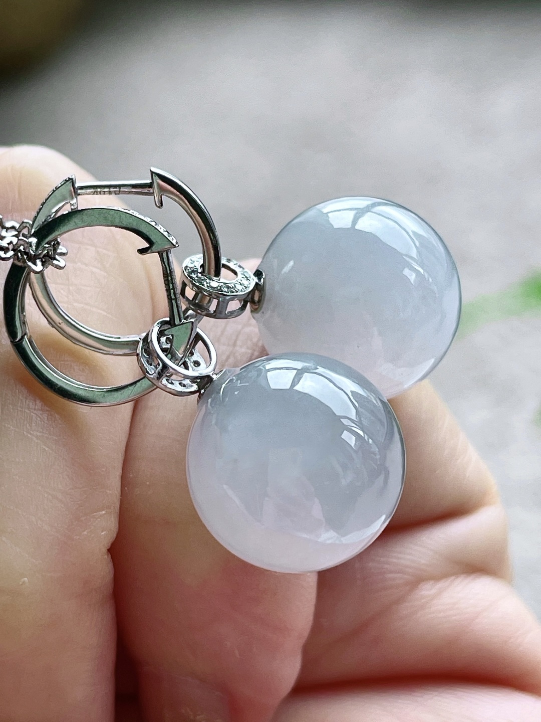 冰珠子圆珠珠子单珠耳坠，18k金镶嵌，无裂，性比高27.4，裸石13.3，重量9.8克