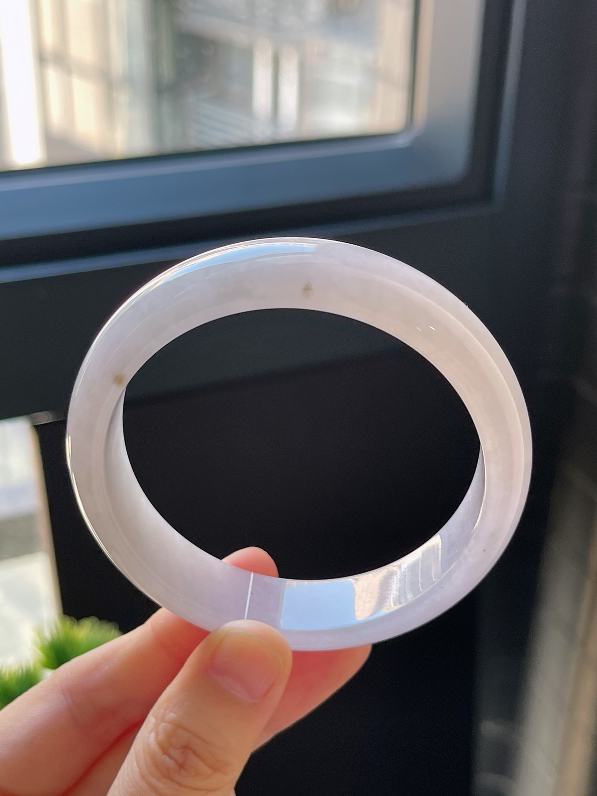 正圈57.8圈口，翡翠糯化种紫色手镯