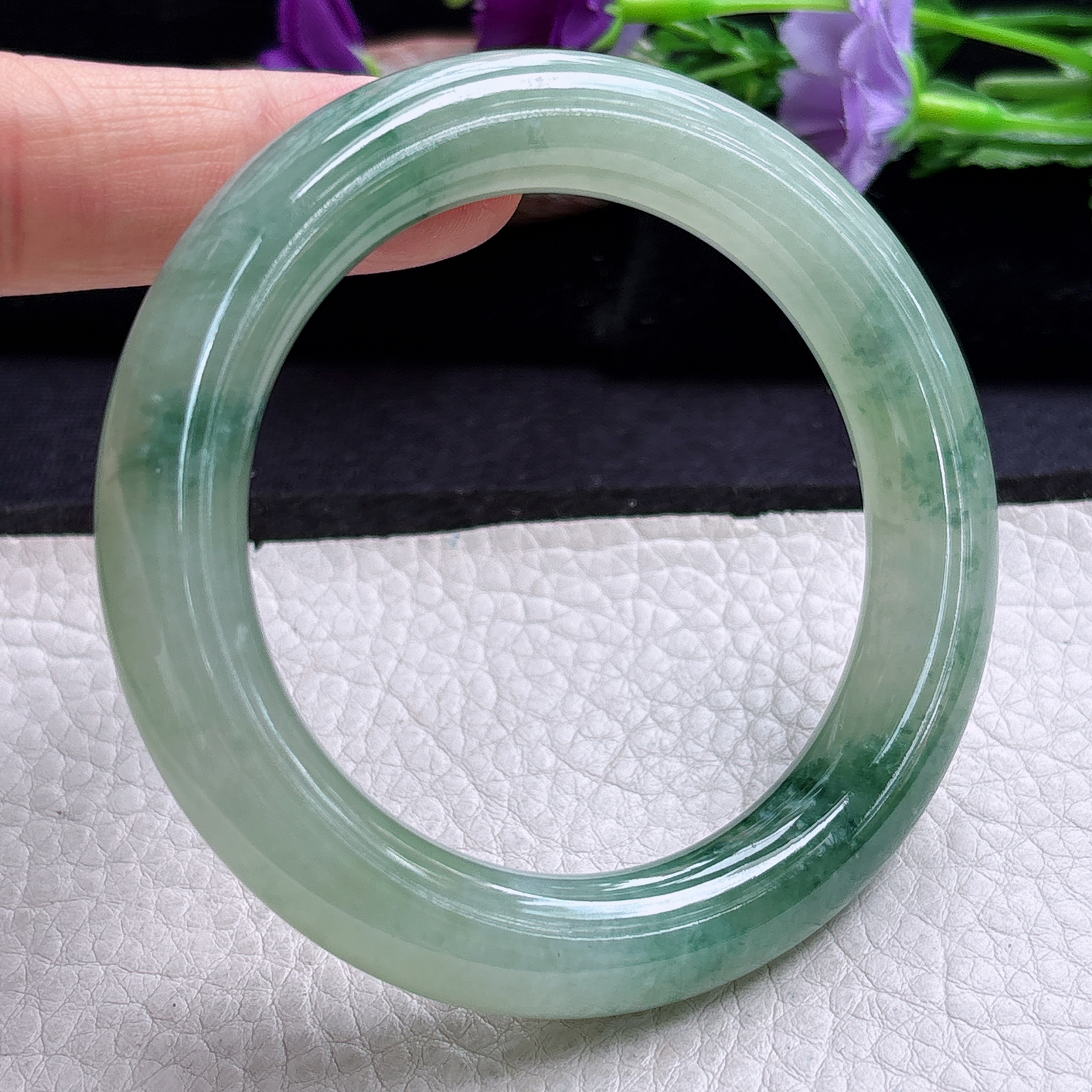 ss实拍54.5*10.8*11美人镯 缅甸翡翠a货手镯满绿飘花圆条玉镯子