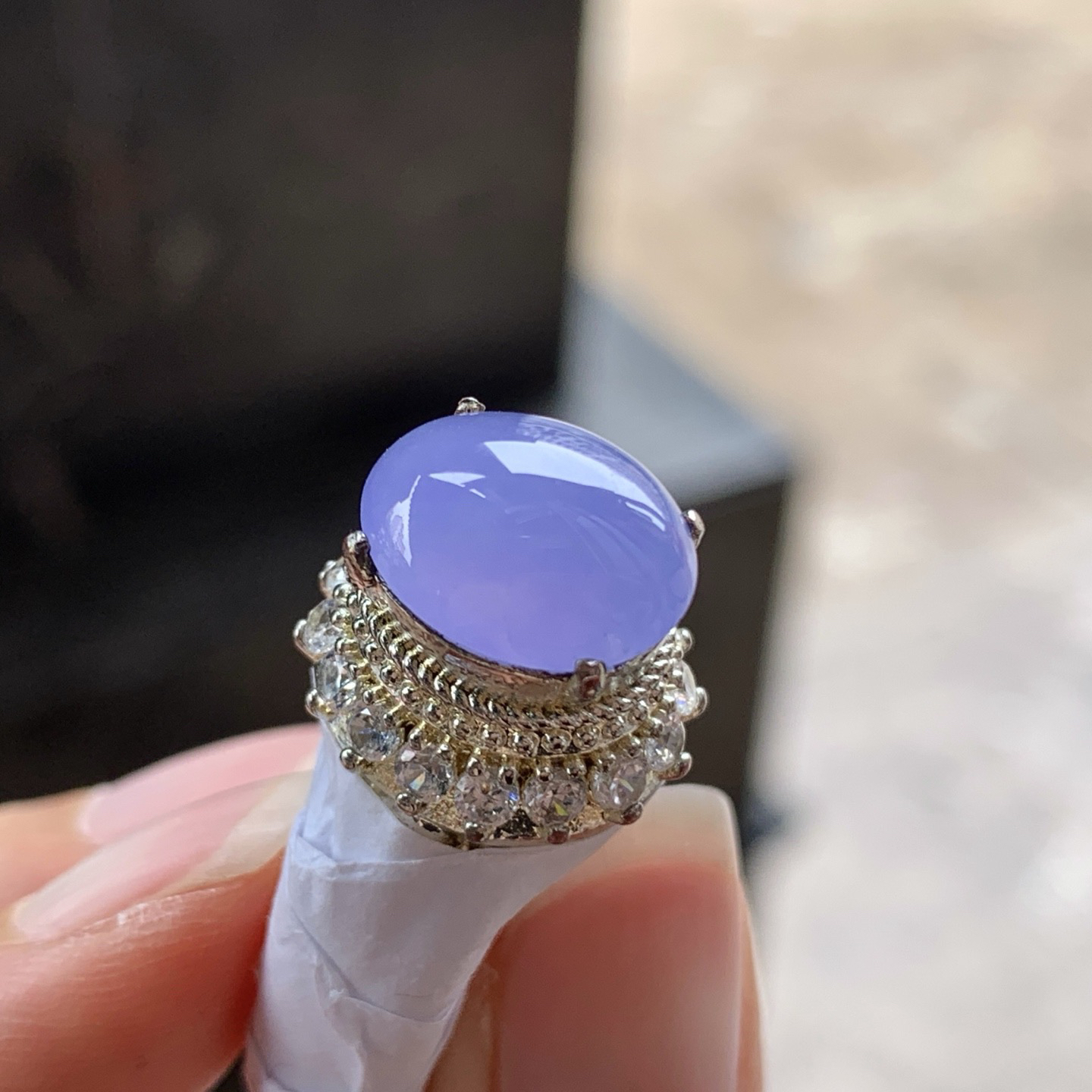 冰紫戒面^_^颜色好看