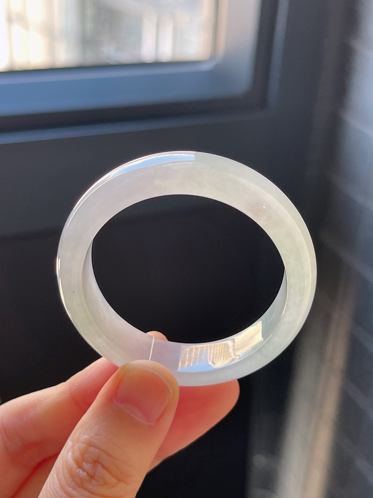 正圈40.3圈口，翡翠冰糯种淡绿童镯